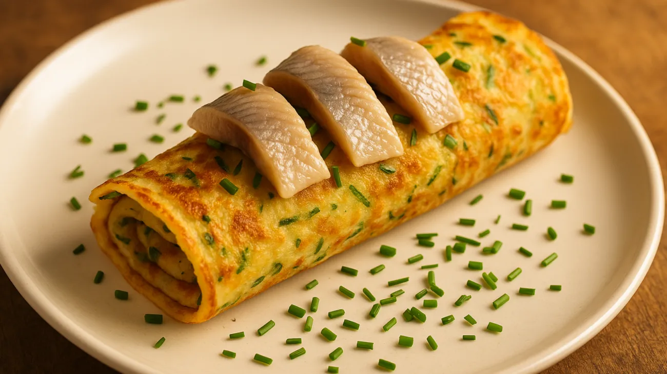 Matjes, Pfannkuchen, Zucchini"
