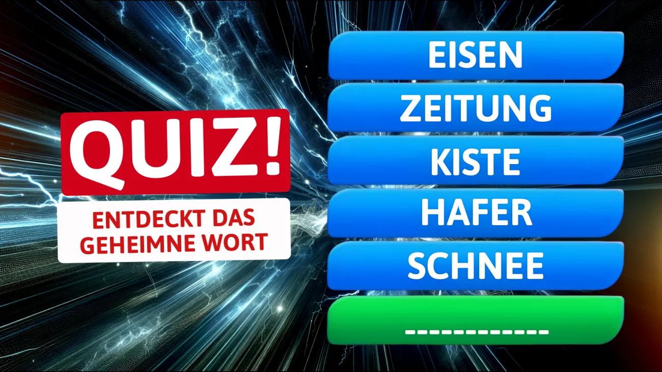 Nur Genies lösen dieses „Kettenreaktion“-Rätsel: Findest du das geheime Wort, das Eisen, Zeitung, Kiste, Hafer und Schnee verbindet?"